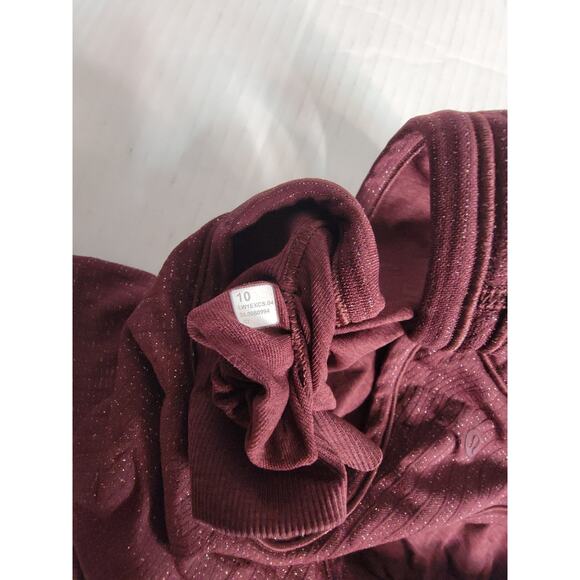 Lululemon Sz 10 Ebb To Street Tank Top Crop Racerback Sparkle Garnet Womens - Picture 6 of 8